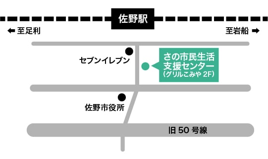 さの市民生活支援センターへのアクセスマップ